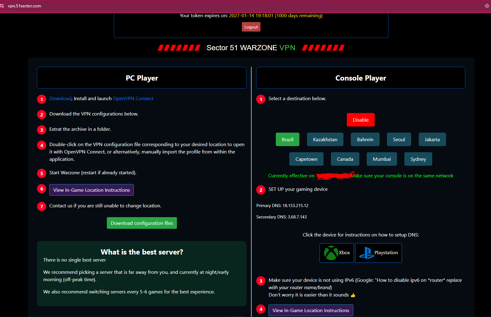 📡Sector 51 VPN For Bot Lobbies📡